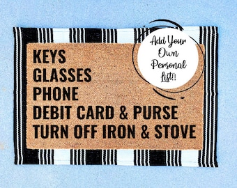 Custom List Doormat | Housewarming Gift | Funny Doormat | Crazy Moms Doormat |Funny Gifts | Funny Welcome Mat | Door Mat