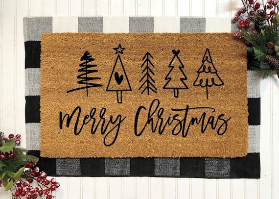 Please Remove Your Shoes Door Mat Plaid Rugs Merry Christmas Doormat Winter  Door Mat Outdoor & Indoor Rug for Christmas Decorations 30 X 17