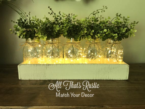 Farmhouse Centerpiece Farmhouse Decor Mason Jar Centerpiece Etsy