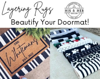 Indoor Outdoor Layering Rugs | Doormat Layering Rug | Woven Rug | Entryway Decor | Door Mats | Boho Fringe Rugs | Accent Rug | Under Mat Rug