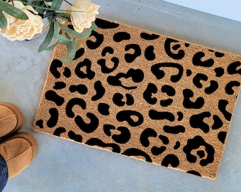 Cheetah Print Doormat | Boho Decor | Cheetah Print | Boho Rug | Welcome Front Door Mat | Outdoor Porch Decor | Welcome Doormat | Home Gifts