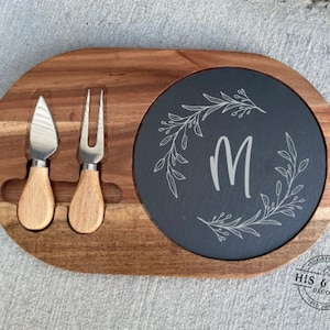 Custom Charcuterie Board | Personalized Giftsslat | Cheese Cutting Board | Slate Charcuterie Board with Tools | Wedding Gift for Couples