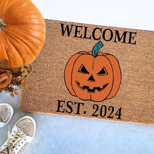 Pumpkin Welcome Doormat | Fall Doormat | Pumpkin Door Mat | Welcome Mat | Custom Door Mat | Fall Autumn Decor Gift | Home Doormat