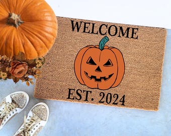 Pumpkin Welcome Doormat | Fall Doormat | Pumpkin Door Mat | Welcome Mat | Custom Door Mat | Fall Autumn Decor Gift | Home Doormat