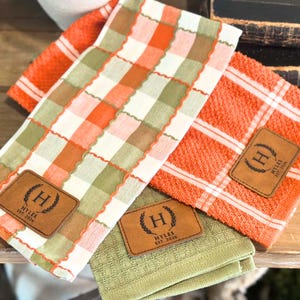 Custom Dish Towels for Fall, Fall Home Gifts, Fall Home Decor, Kitchen Decor, Kitchen Towel Set, Plaid Hand Towel, Personalized Gifts Home