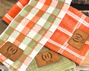 Custom Dish Towels for Fall, Fall Home Gifts, Fall Home Decor, Kitchen Decor, Kitchen Towel Set, Plaid Hand Towel, Personalized Gifts Home