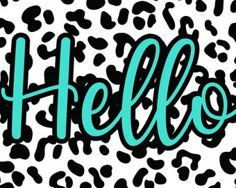 Hello Cheetah Print Doormat File Download Template, SVG, PNG, JPEG Formats, Digital Download