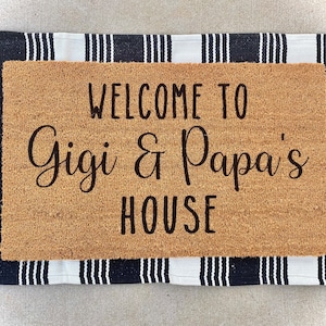 Welcome to Gigi and Papa's House Doormat, Grandparents Doormat, Doormats, Grandparents Gift, Personalized Gifts, Home Decor, Birthday Gift image 1
