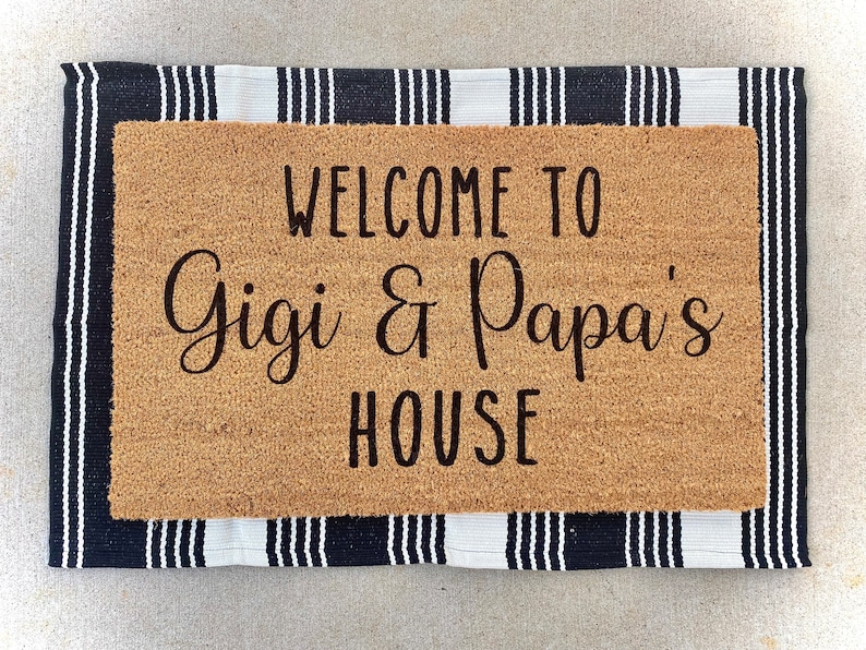 Welcome to Gigi and Papa's House Doormat, Grandparents Doormat, Doormats, Grandparents Gift, Personalized Gifts, Home Decor, Birthday Gift image 1