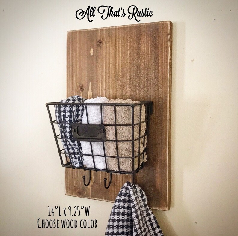 Farmhouse Bathroom Wall Decor Towel Hook Hand Rack Kitchen