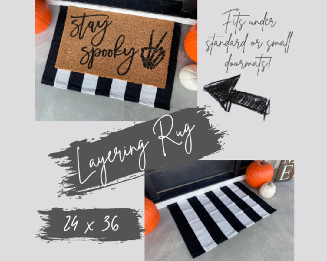 Layering Rug Under Doormat, Black and White Stripe, Layering Rug