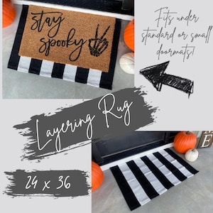 Layering Rug Under Doormat, Black And White Stripe, Layering Rug Doormat, Stripe Rug, Layering Rug, Layering Doormat, Farmhouse Decor, Rugs