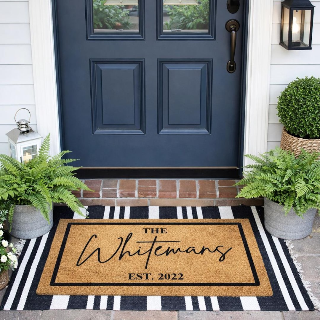 Personalized Christmas Gift | Personalized Gifts For Her | Gift For Women | Custom Door Mat | Christmas Gifts | Front Porch Decor | Door Mat - Large- 24 x 36 inches, A