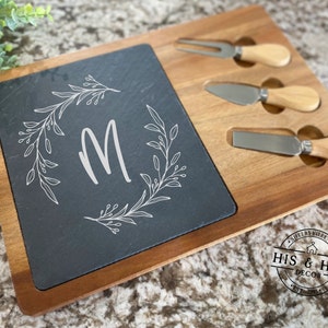 Personalized Slate Cheese Board Set | Custom Wedding Gift | Wedding Gift | Personalized Wedding Gift | Cheese Board | Charcuterie Board Set