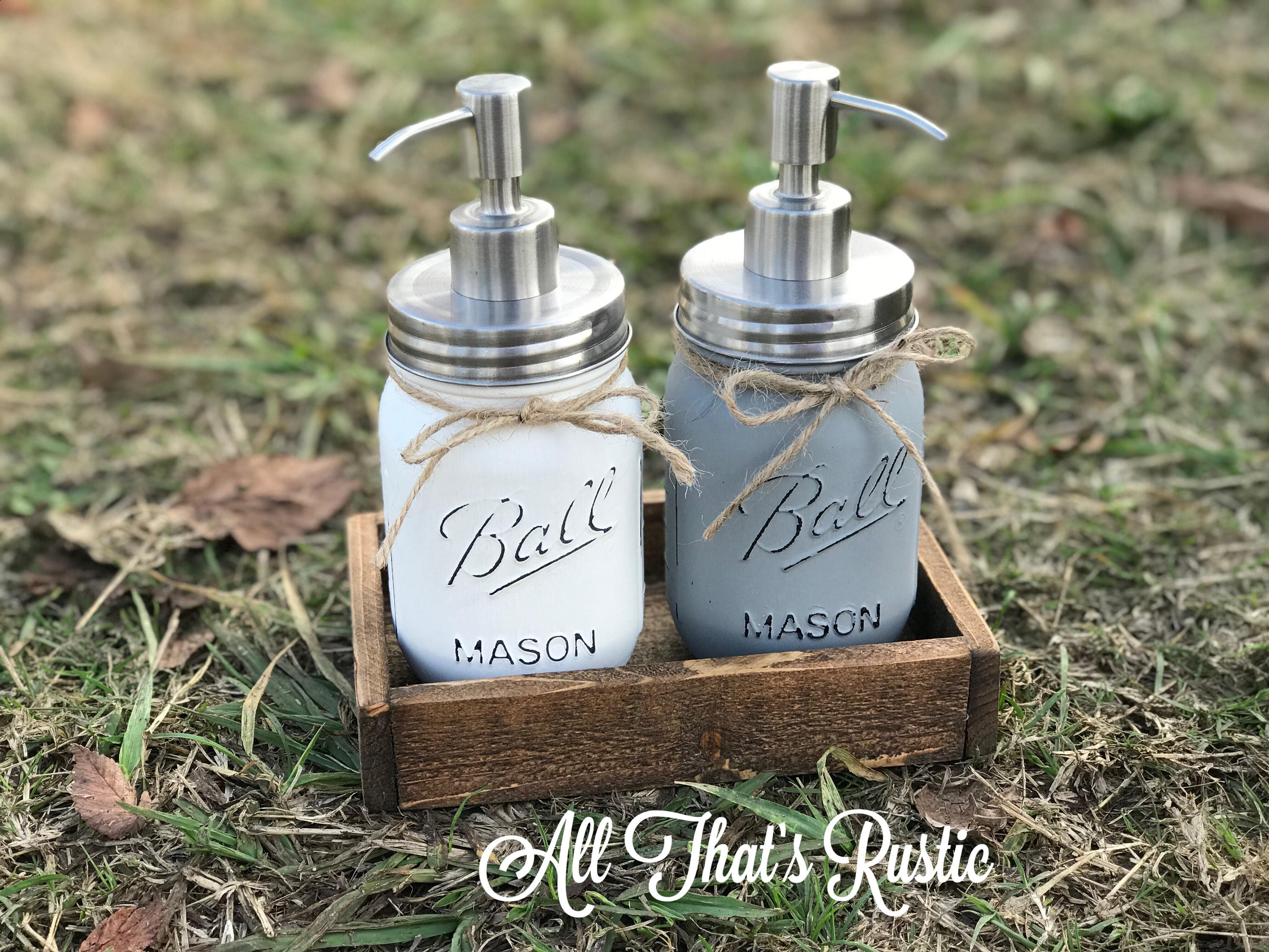 Mason Jar Decor Rustic Soap Dispenser Bathroom Set