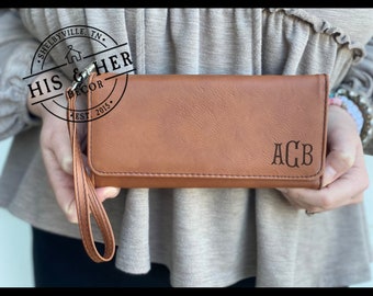 Personalisierte Lederarmband Kunstleder | Personalisierte Geschenke | Monogramm Wristlet | Monogramm Geldbörse |