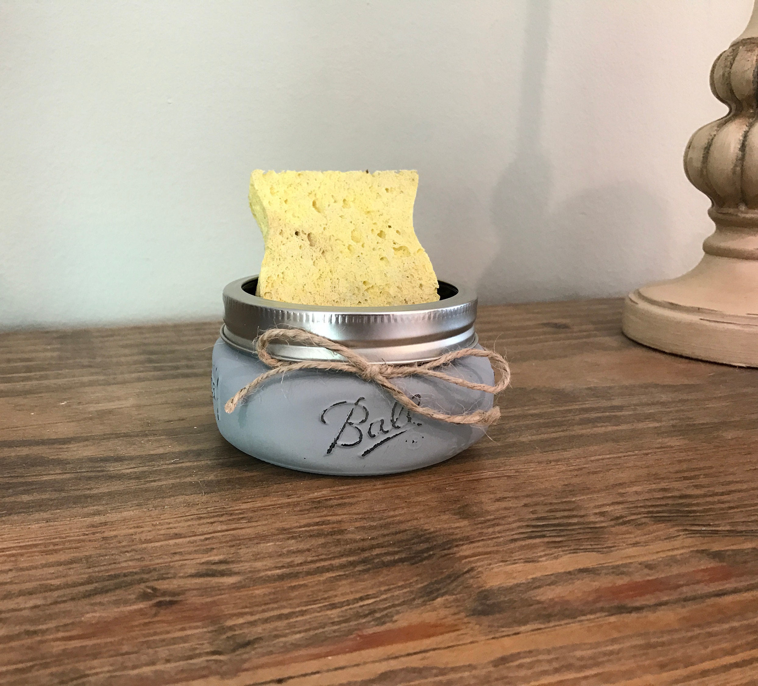 Small Painted Mason Jar Sponge Holder Business Card Holder Etsy