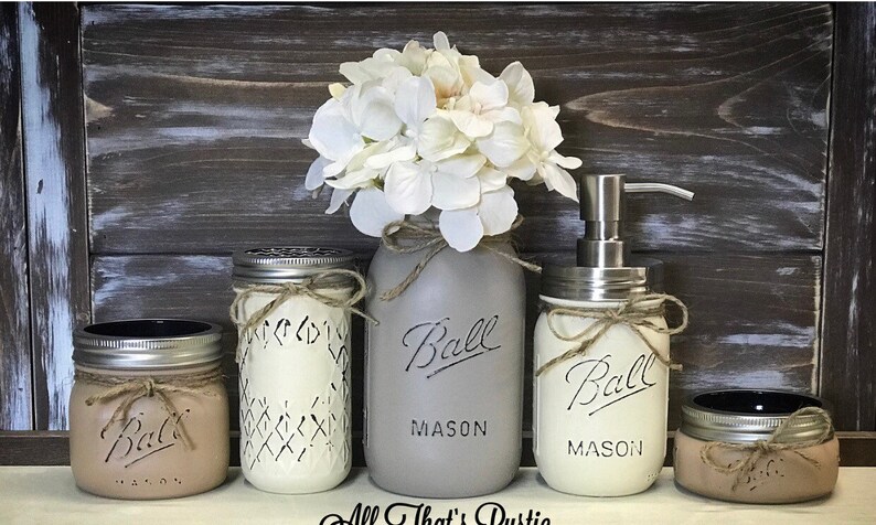 rustic mason jar bathroom sets
