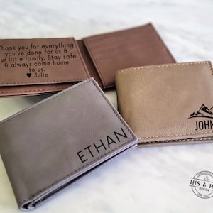 Cartera de cuero personalizada para hombre / Regalos de Navidad / Regalo para él / Cartera grabada / Regalos personalizados / Regalos de aniversario para él / Cartera para hombre
