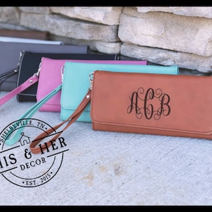 Regalo de San Valentín personalizado para ella / Día de San Valentín / Monedero con monograma / Cartera de pulsera / Monedero de mano / Regalo personalizado / Pulsera de cuero