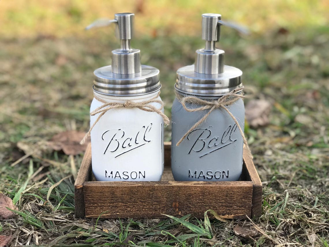 Soap Dispenser Rustic Bathroom Decor Lotion Dispenser Mason Etsy