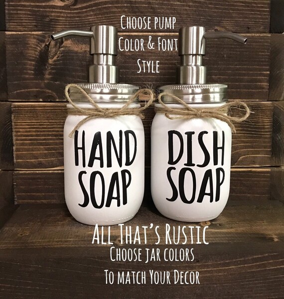 Hand Soap and Dish Soap Set Dish Soap Jar Hand Soap Jar Etsy