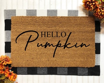 Hello Pumpkin Door Mat, Door Mat, Doormats, Fall Doormat, Fall Decor, Fall Decoration, Fall Porch Decor, Fall Home Decor, Pumpkin Doormat