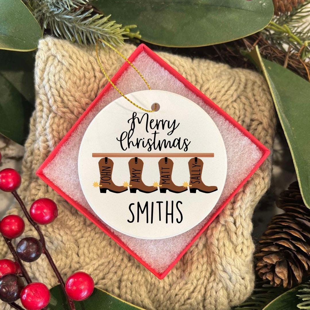 Western Boot Family Christmas Ornament Family Ornament Christmas