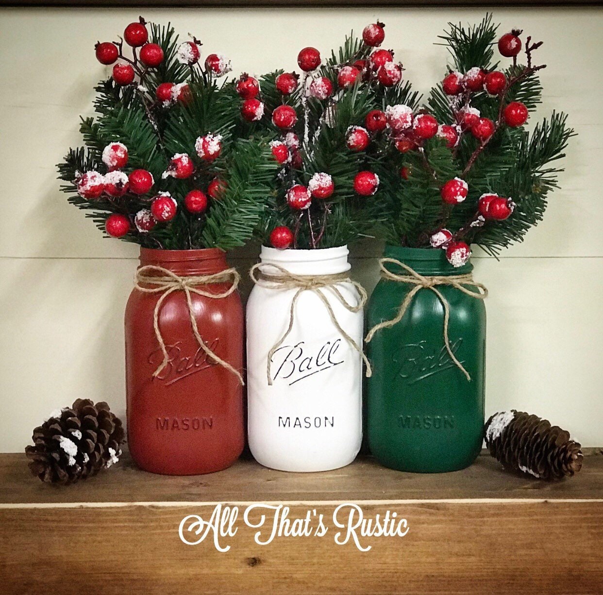 Mason Jar Christmas Decor Christmas Decorations Mason Jar Etsy