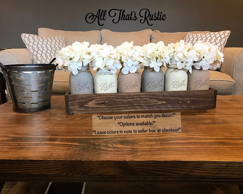 large mason jar centerpiece table centerpiece table decor | etsy
