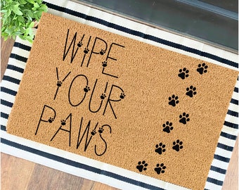Wipe Your Paws Dog Doormat, Dog Paws, Dog Gifts, Funny Welcome Mat, Pet Lover Gift, Dog Mom, Housewarming Gift, Dog Door Mat, Gift For Home