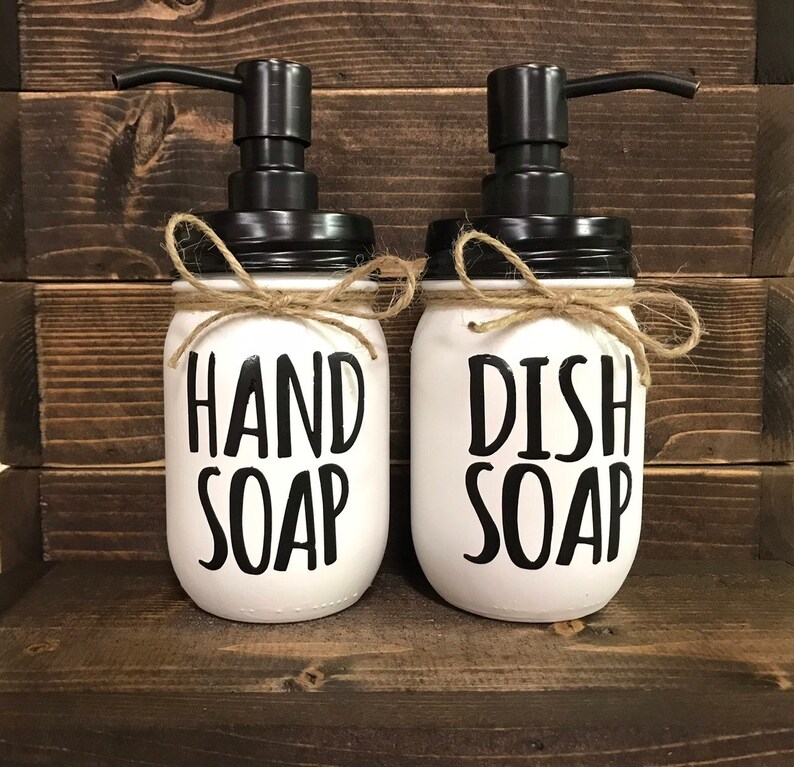 Hand Soap and Dish Soap Set Dish Soap Jar Hand Soap Jar Etsy