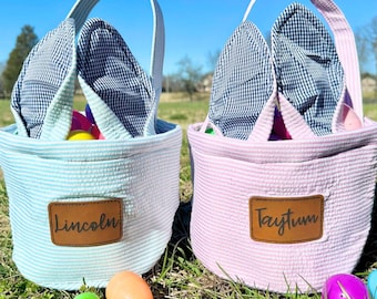 Bunny Ears Personalized Easter Basket, Easter Basket, Boys & Girls Easter Baskets, Custom Easter Egg Basket, Babys First Easter, Name Basket