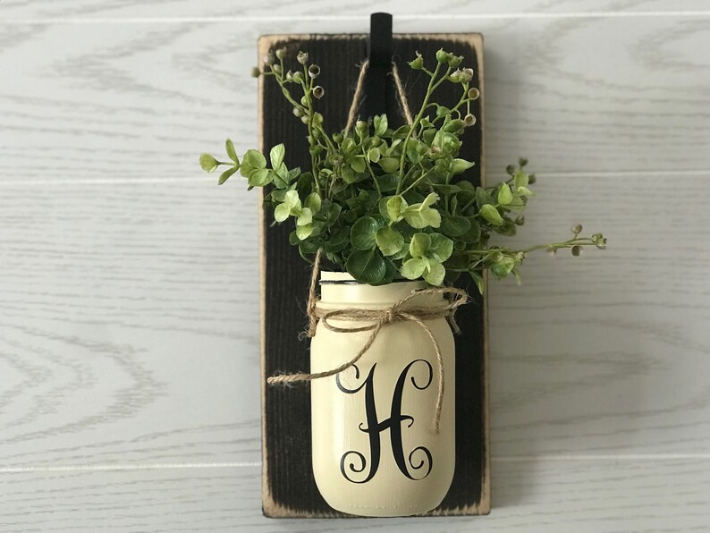 Initial Mason Jar Wall Sconce Mason Jar Decor Wall Hanging Etsy
