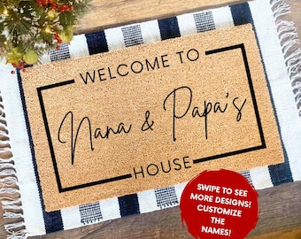 Grandparent Doormat | Christmas Gifts | Personalized Gift for Grandparents | Gift for Mom | Gift for Grandma | Custom Door Mat |Welcome Mat