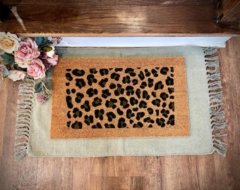 Cheetah Print Doormat | Boho Decor | Cheetah Print | Boho Rug | Welcome Front Door Mat | Outdoor Porch Decor | Welcome Doormat | Home Gifts