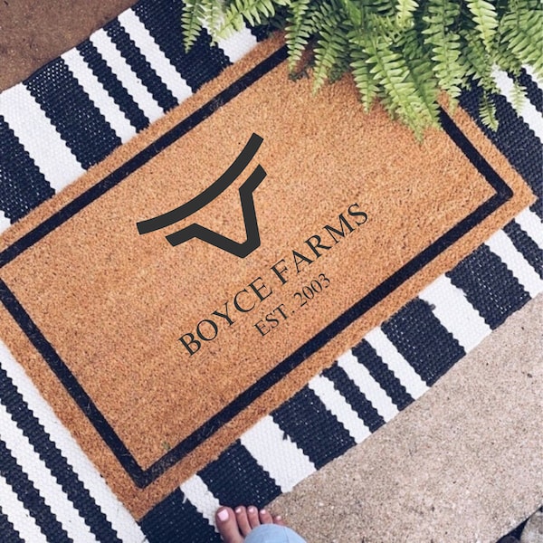 Cattle Branding Farms Doormat | Cattle Brand | Western Doormat | Farm Business | Cattle Farm | Farming Logo | Business Logo | Est Date |