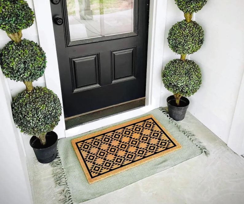 Topiary Design Rug Spring and Summer Indoor Outdoor Layering Rugs | Doormat Layering Rug ...