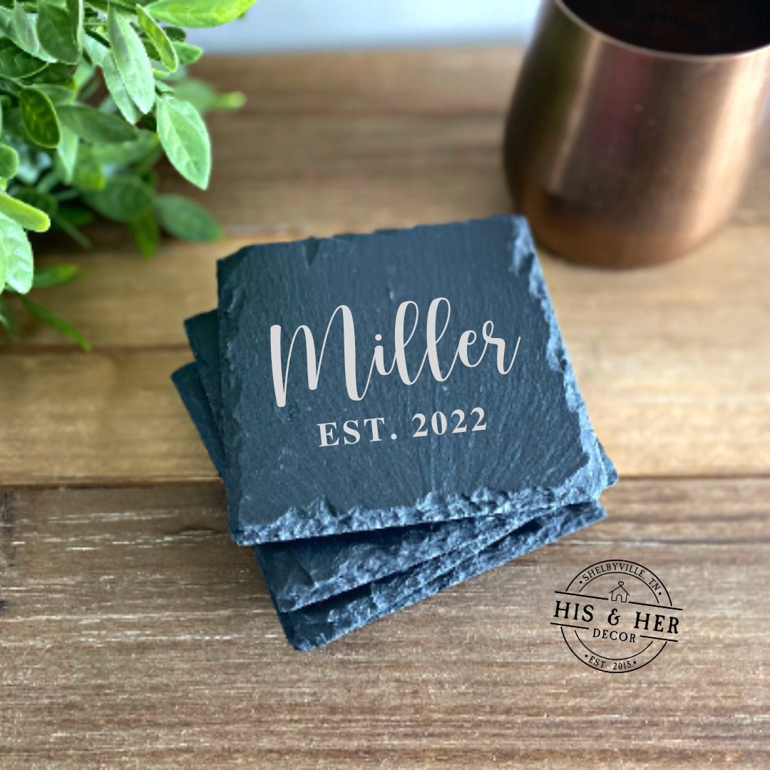 Personalized Wedding Coaster Gift Set Personalized Coasters Slate