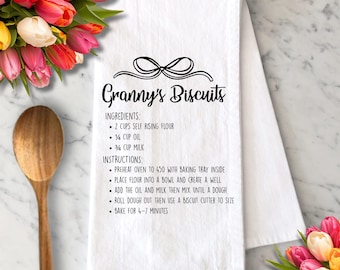 Custom Recipe Tea Towel, Mother's Day Gift, Kitchen Towel, Gift for Her, Baking Gift, Grandma Recipe Towel, Grandma Gift, Handwritten Recipe
