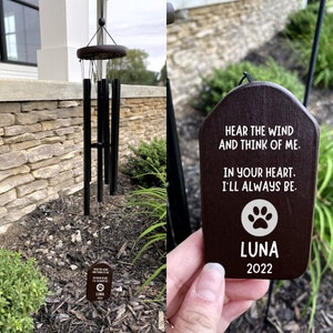 Wind Chimes | Pet Memorial Wind Chimes | Black Wind Chimes | Pet Loss Gift | Hear The Wind And Think Of Me | Custom Pet Memorial | Dog Loss