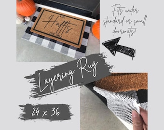 Layering Rug Under Doormat, Buffalo Check, Layering Rug Doormat, Buffalo Check Plaid, Layering Rug, Layering Doormat, Farmhouse Decor, Rugs