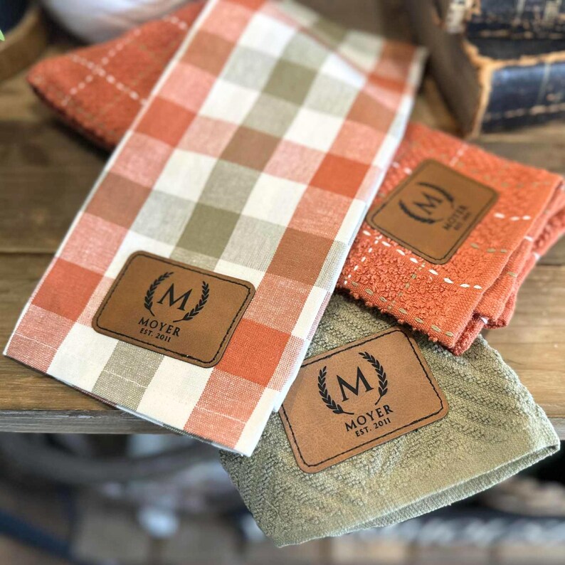 Custom Dish Towels for Fall, Fall Home Gifts, Fall Home Decor, Kitchen Decor, Kitchen Towel Set, Plaid Hand Towel, Personalized Gifts Home