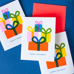 Geschenke, Urlaub, Weihnachten, Geschenke, Happy Holiday, Risograph, Grußkarte,