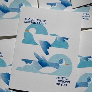 Cartão de felicitações "Drifted Apart" - Cartão "Pensando em você" para velhos amigos, términos, conexões perdidas, amizade, saudades