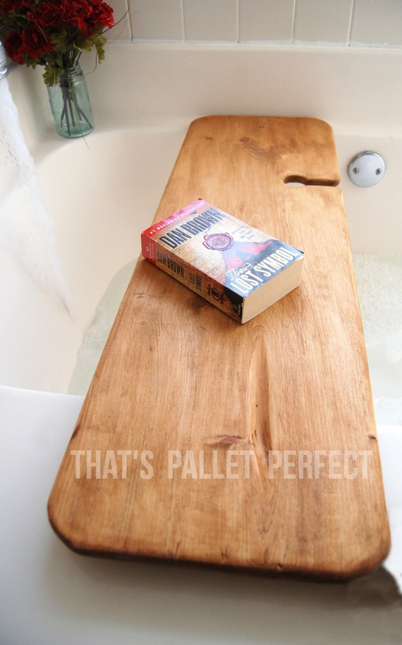 Reclaimed Wood Bathtub Tray Wine Glass Holder Caddy