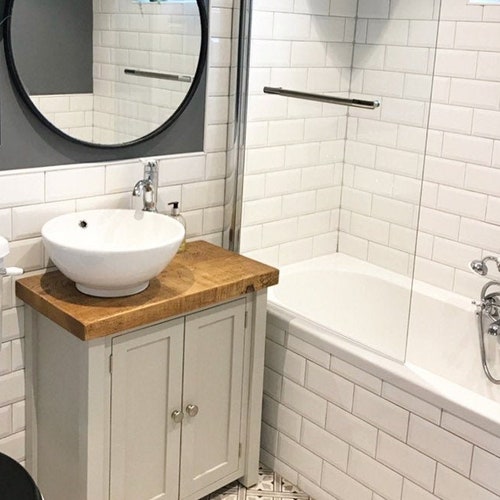 Rustic Chunky Solid Wood Bathroom Washstand Vanity Sink Unit - Etsy UK