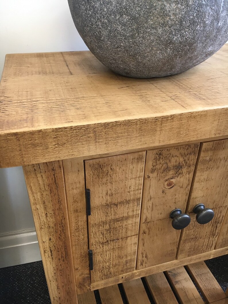Rustic Chunky Solid Wood Bathroom Washstand Vanity Sink Unit Etsy UK