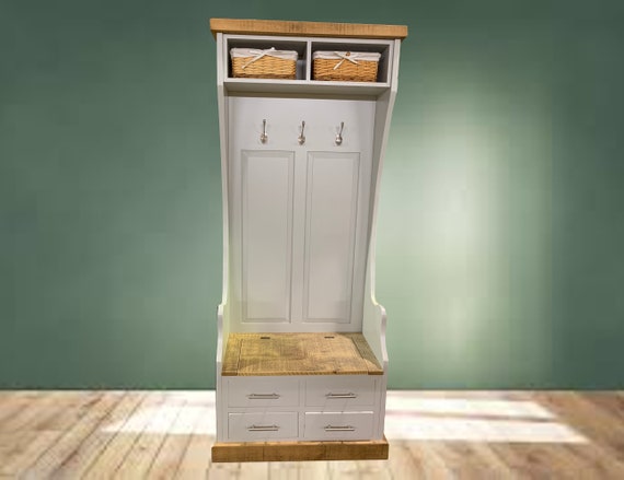 Rustic Painted Solid Wood Monks Bench Hallway Mudroom Entryway Etsy