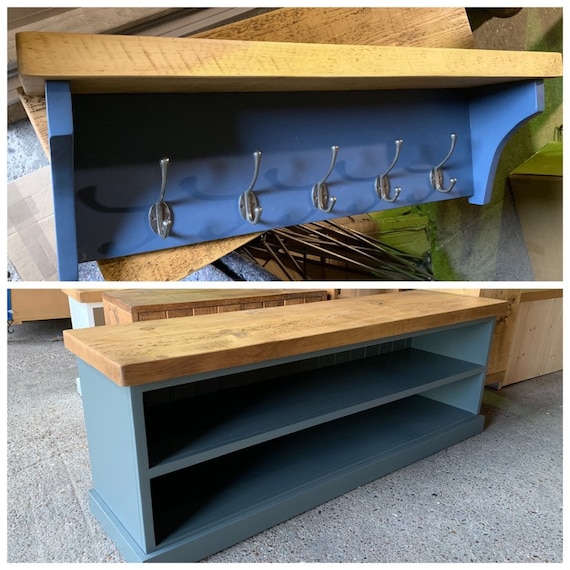 Painted Shoe Rack SMALL rustic Solid Wood Hallway Mudroom Bootroom